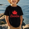 thumbnail image 2 of Baby Boy Summer Clothes Canada Day Theme Maple Leaf Print Children Boys and Girls Casual Trendy Short Sleeved T Shirt Toddler T Shirts Black 3 Years-4 Years, 2 of 4