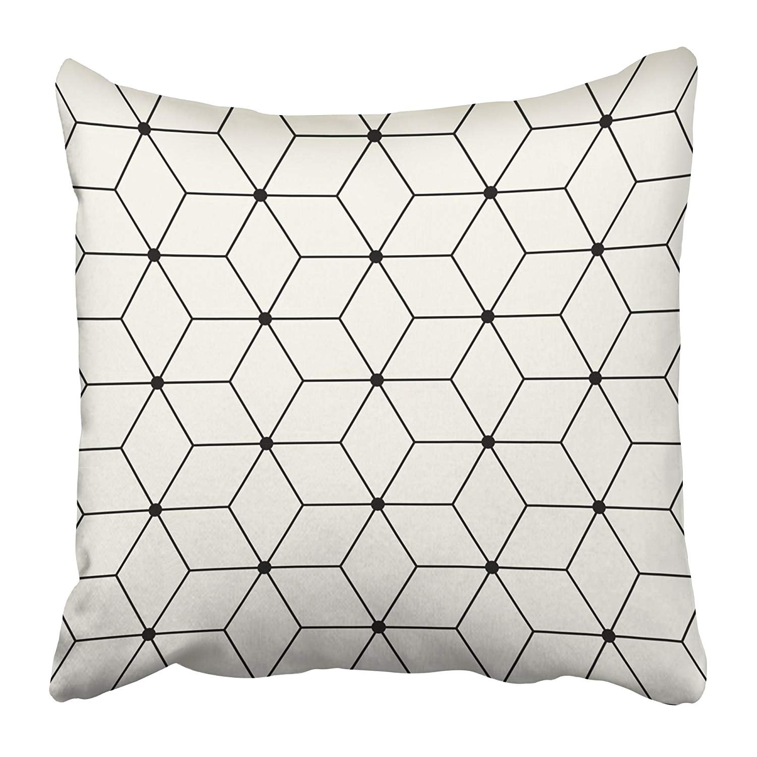 Bsdhome Black 70s Sacred Geometry Grid Graphic Hexagon Pattern White 80s Abstract Bedding Pillow Case Cushion Cover 20x20 Inch