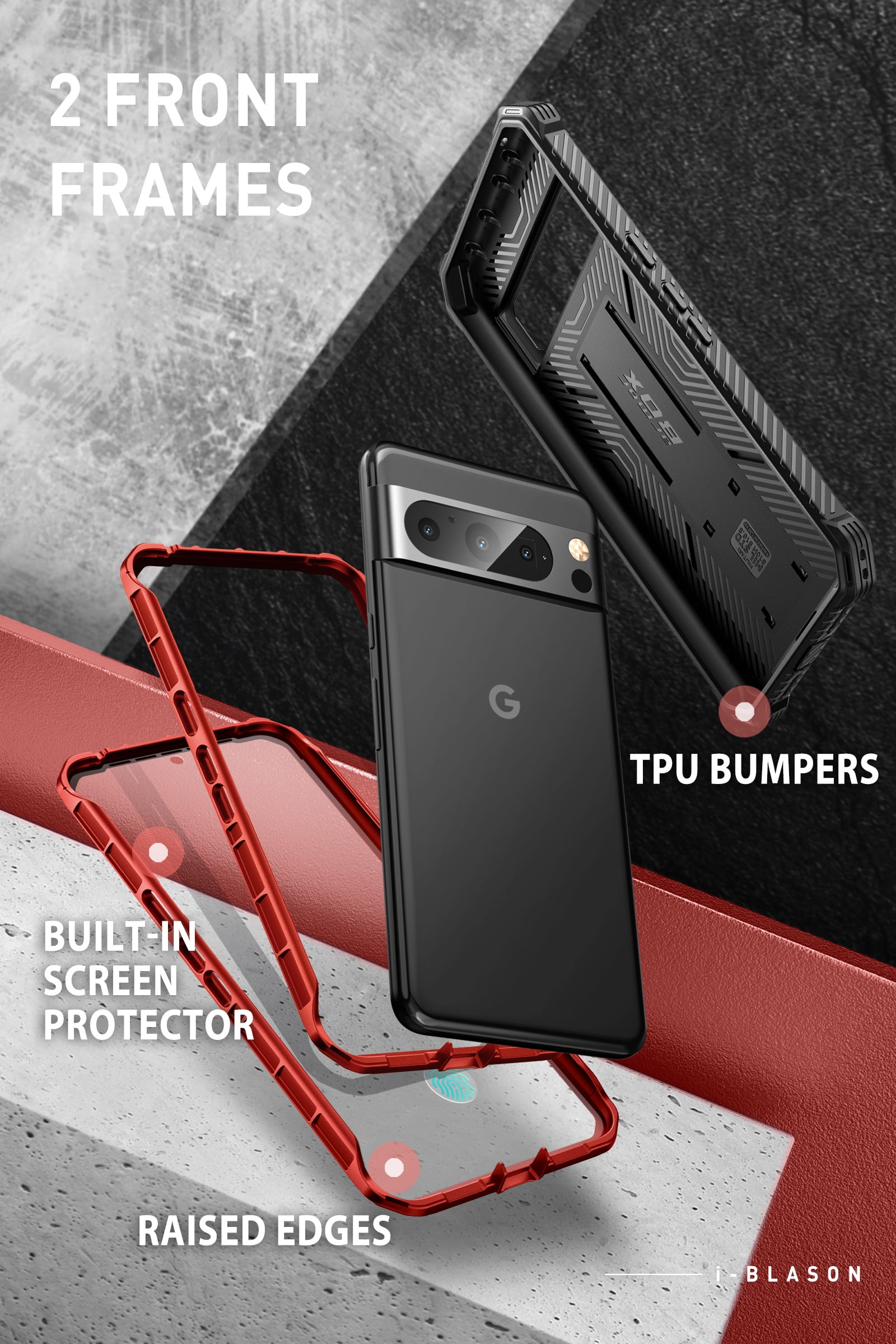 i-Blason Armorbox Series Bumper Cell Phone Case for Google Pixel 8 Pro, Ruddy