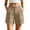 Khaki, variant on Women's Mid Waisted Shorts Double Breasted Button Pleated Casual Loose Fit Bermuda Shorts with Pockets