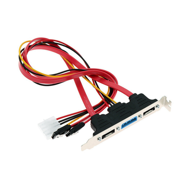 3X PC DIY SATA to ESATA and 4Pin IDE Molex Power PCI Bracket Slot Cable Full-Height Profile for External Hard Drive