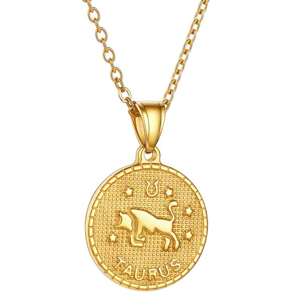 shiyou-GoldChic Jewelry Gold Zodiac Coin Necklace for Women Men, Constellation Horoscope Astrology Pendant Necklaces Lucky Jewelry