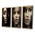 thumbnail image 3 of Designart "Sensual Glamour Woman Portrait in Black and Gold IV" Fashion Woman Framed Wall Art Set Of 3 - Gold Glam Frame Gallery Set For Office Decor, 3 of 6
