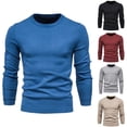 thumbnail image 6 of CENL Men Thicken Pullover O-neck Solid Color Long Sleeve Warm Slim Sweater Knit Top, 6 of 9