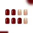 thumbnail image 5 of Elegant 24Piece Set Short Almond Glitters Fake Nails Instantly Application For Special Occasions, 5 of 8