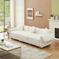 thumbnail image 4 of 109.05inch Oversized Couch, 3-seater Sofa Cloud Couch with 3 Pillows and Sturdy Metal Legs, Teddy Velvet Upholstered Sofa Couch with Rolled Armrest for Living Room, 4 of 7