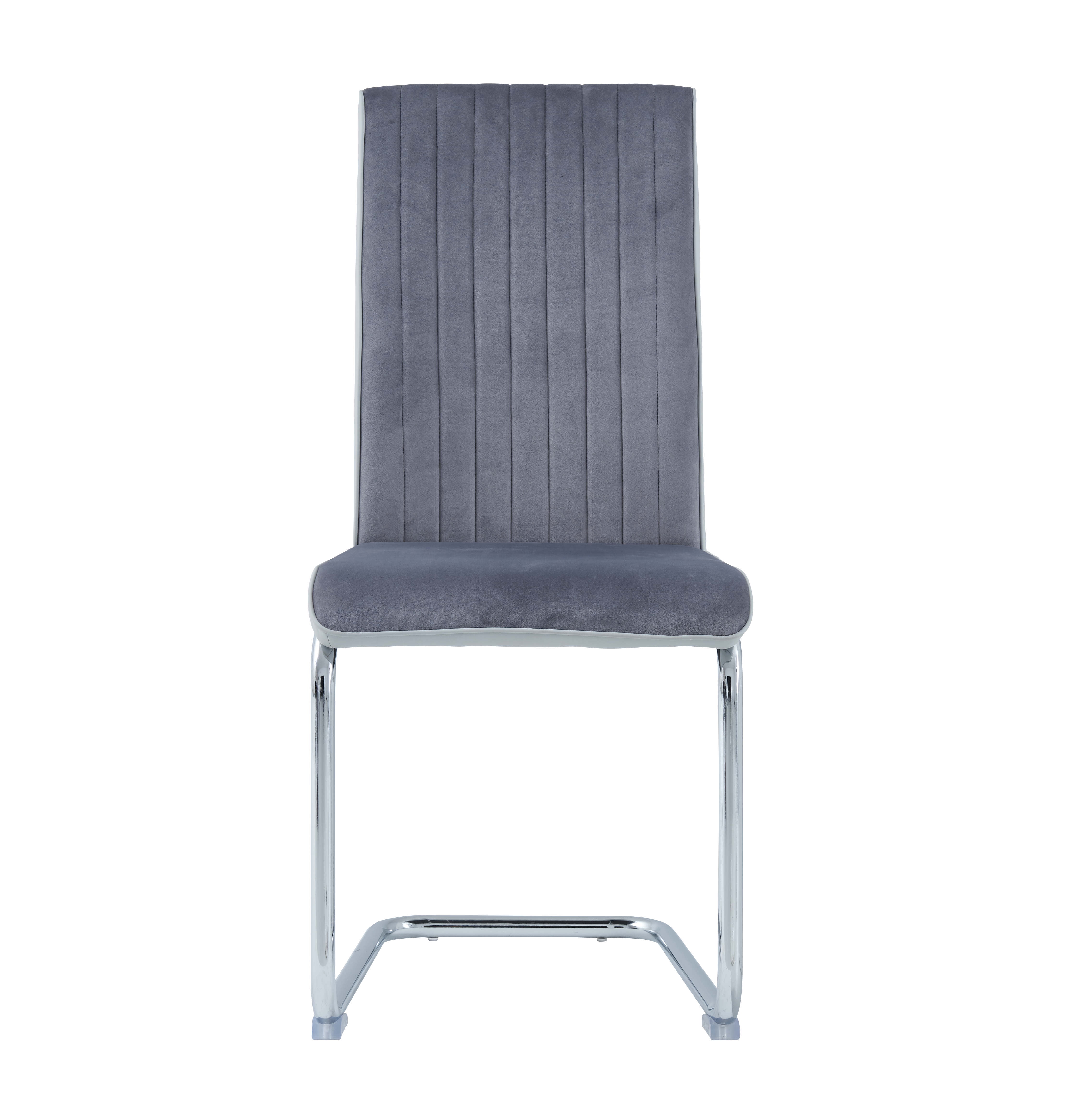 Global Furniture USA Grey PU and Velvet Dining Chair