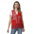 thumbnail image 4 of Toptie Adult Mesh Vest Zipper Supermarket Team Volunteer Uniform Vest - Red, 4 of 7