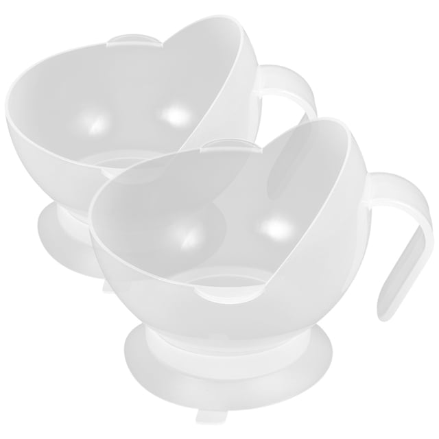 WEUVEB Anti Spill Bowls for Senior Dining Nonslip Adaptive Tableware 2Pcs White PP Silicone
