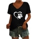 thumbnail image 1 of Camisas con estampado informal con estilo para mujer, camisetas holgadas de manga corta de talla grande, blusa con cuello en V OAVQHLG3B Store lin121212, 1 of 5