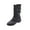 Black, variant on jsaierl Women's Winter Low Heel Flat Round Head Side Zipper Belt Buckle Medium Boots