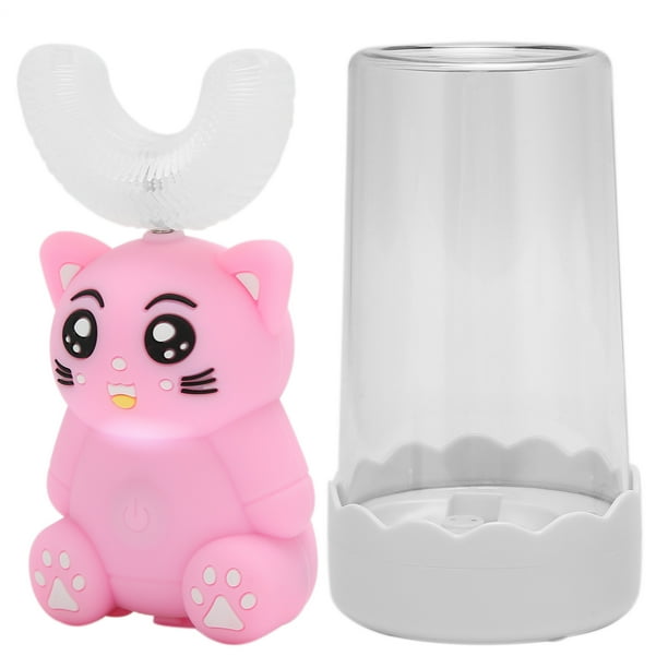 Cepillo de dientes de silicona para niños, cepillo de dientes en forma de U Dientes impermeables Cepillo de dientes eléctrico para niños Cepillo de dientes automático para niños Compacto y liviano