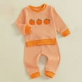 thumbnail image 2 of Mercatoo Toddler Striped Pumpkin Sweatpants Sets First Halloween Crew Neck Sweatshirts Joggers Pants Sweatsuit for Baby Boys, 2 of 9