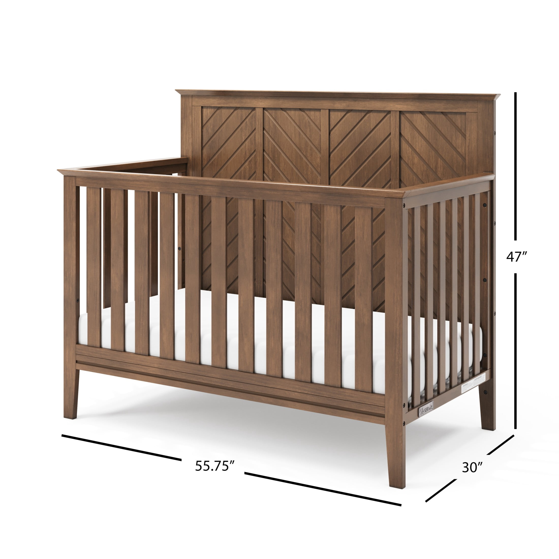 Child Craft Atwood 4-in-1 Convertible Crib, Chevron Panel Design, 3 Mattress Heights, Cocoa Bean Brown