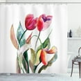 thumbnail image 1 of Ambesonne Art Shower Curtain, Watercolor Tulip Flowers, 69"Wx84"L, Forest Green Magenta, 1 of 3