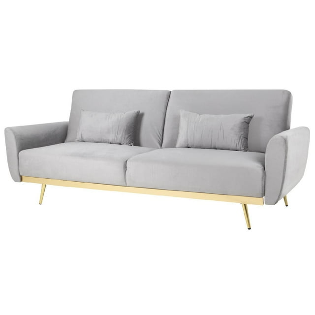 Sofá Cama Reclinable Para 3 Personas Poliéster Tipo Terciopelo Kingshouse gris 5