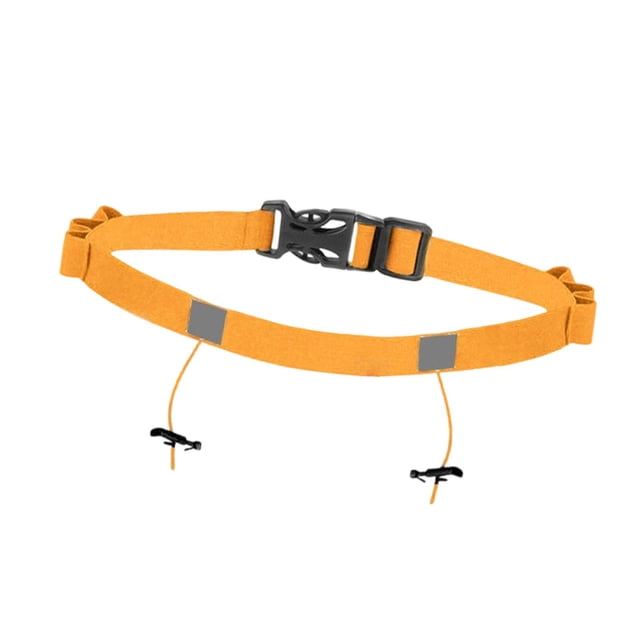 Quzzie Race Number Belt with Adjustable Closure And 6 Loops for Carrying Nutrition. Reflective Polyester Sports Belt. Comfortable And Secure for Racers. Tangerine