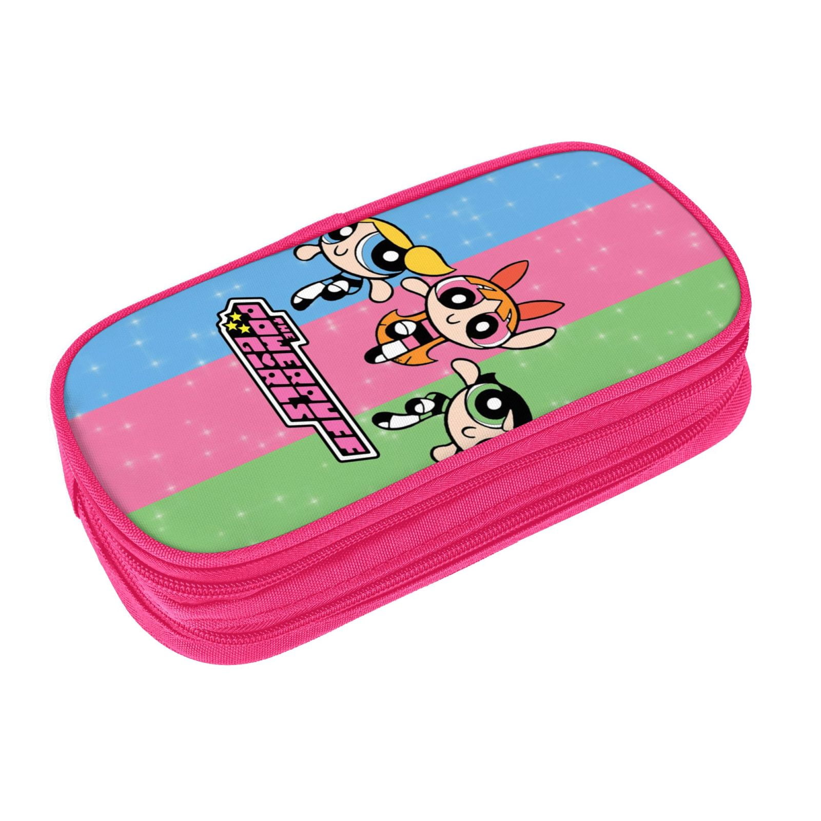 The Powerpuff Gi-rls Pencil Case Large Capacity Pencil Pouch Penbag Office Stationery Organizer Travel Makeup Bag Pink