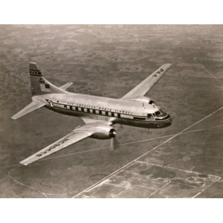 Pan Am World Airways - High angle view of an aircraft in flight Convair Twin Engine Clipper Pan American World Airways Canvas Art - (18 x 24)