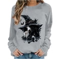 thumbnail image 2 of BRGZLK Halloween Witch Sweatshirts Women 2026 Fall Novelty Crew Neck Horror Season Long Sleeve Lightweight Warm Comfort Soft Pullover Tshirt for Party Gray S, 2 of 6