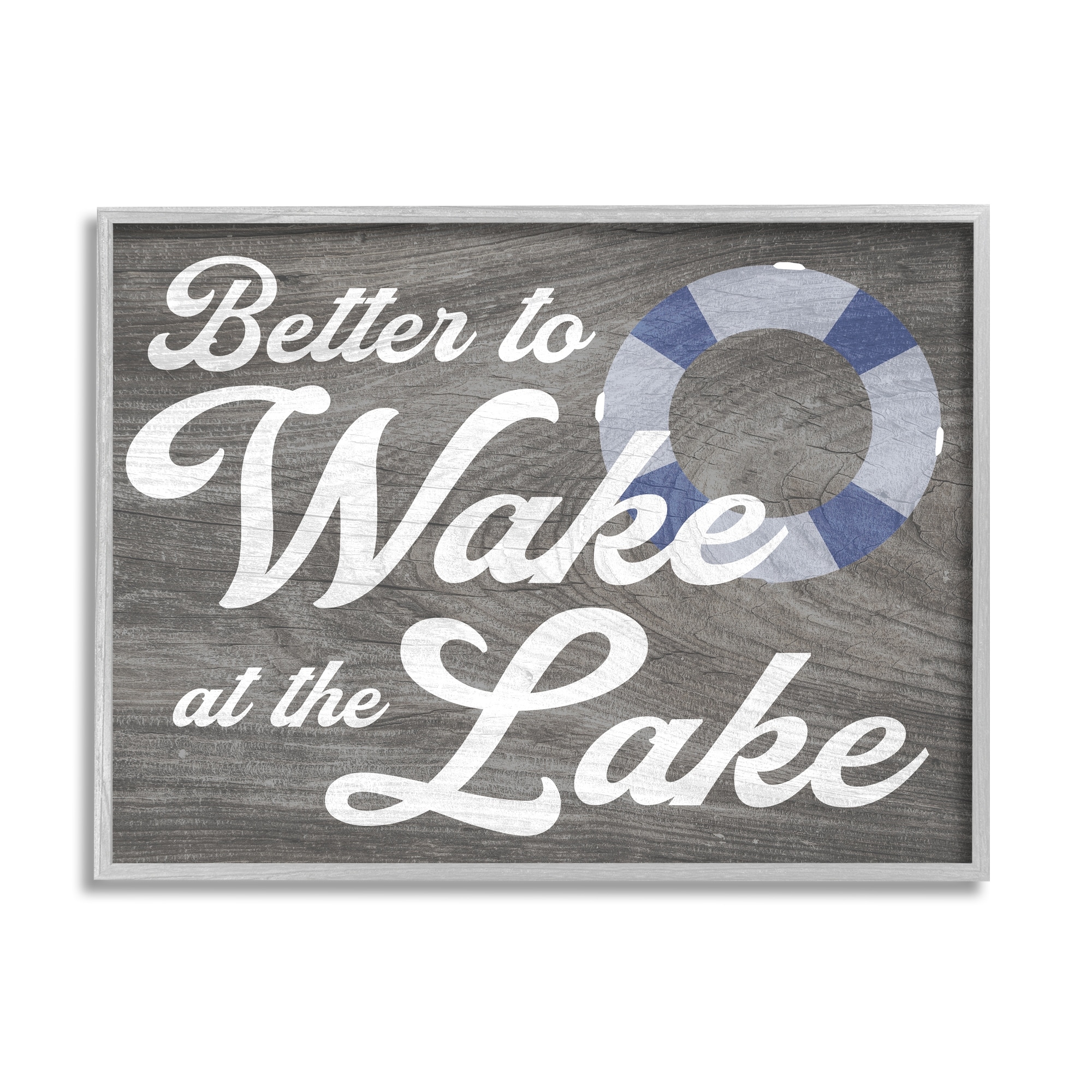 Stupell Industries Wake at Lake Rustic Cabin Sign Life Preserver Ring Framed Wall Art, 20 x 16, Design by Lil' Rue