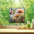 thumbnail image 2 of Butterfly and Poppy Flower Stained Glass Panels – Square Shaped Window Hangings, Tiffany Glass Traditional Art Crafts for Home Decor Gifts 81OR10, 2 of 6