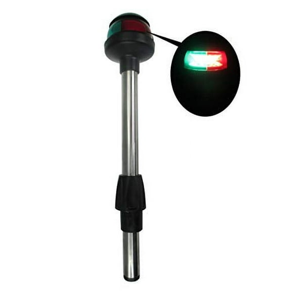Pactrade Marine LED Green Red Navigation Bow Light 12" SS304 Pole Collar Plug In