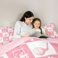 thumbnail image 5 of Feelyou Modern Golf Sport Full Size Comforter Sets, Pink Patchwork Buffalo Bedding Comforter Set, Teens Kids Boys Girls Reversible Bedding Sets, Luxury Bedroom Decor, 3-Piece, 5 of 8