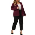 thumbnail image 2 of DARING DIVA Women's Plus Stylish Blazerwith Notch Lapel and Front Pockets Burgundy 3X, 2 of 6