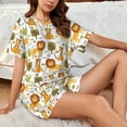 thumbnail image 4 of Fotbe Tiger Lion Print Pajama Set for Women 2 Piece Loungewear Short Sleeve Tops and Shorts Set Soft Sleepwear-Medium, 4 of 7
