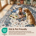 thumbnail image 4 of Design&I 9'x12' Washable Area Rug Sleek Flatweave Pet Friendly Extra Vintage Large Boho Ornamental Lattice Distressed Frame for Master Suite, Under Bed, 4 of 7