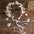 thumbnail image 2 of Guirnalda de flores nupcial hecha a mano, diadema con lazo, diadema para dama de honor, corona para el pelo, cinta ajustable, festivales de boda, fiesta, Cosplay, 2 of 5