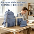 thumbnail image 3 of 4PCS Campus Backpack Set for Teen Girls,Simple Color Block School Backpack with Tote Bag & Pencil Case,Lightweight Laptop Bookbag Travel Daypack for Middle High School, 3 of 5