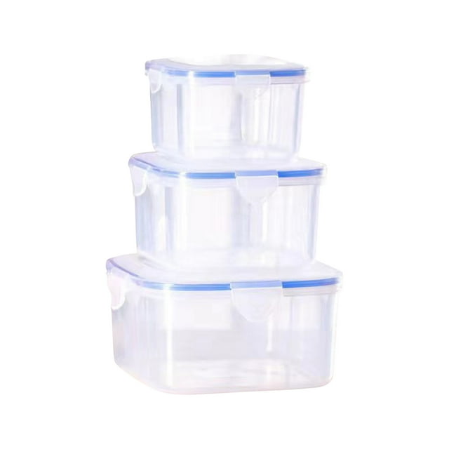 Bigersell Ensemble de 3 Contenants de Rangement pour Aliments avec Couvercles Hermétiques Ouverture Facile Contenants Alimentaires en Plastique Transparents Réutilisables Empilables Boîte de Rangement pour Aliments 4 Couvercles à Loquet à Pression Bocal Cuisine Garde-Manger Organisation B