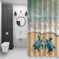 thumbnail image 4 of Summer Marine Life Bathroom Shower Curtain, Ocean Beach Wave Turtle Waterproof Washable Soft Bath Curtain for Bathtub Decor with 12 Hooks&Grommet, 72x72 Inch, 4 of 9