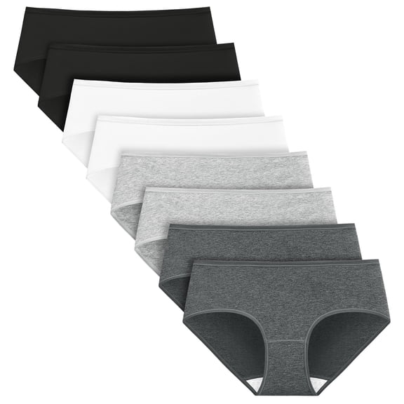 Loritta 8 Pack Underwear for Women Cotton Hipster Middle Waisted Women Underwear Breathable Briefs Soft Ladies Panties for Women Size S-2XL