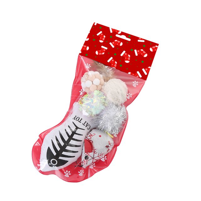 6PCS Christmas Cat Toy Set Interactive Cat Chew Toy Cat Ball Toy Cat Plush Toy