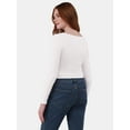 thumbnail image 3 of No Boundaries Double Layer V-Neck Cropped Tee, Women's and Women’s Plus, 3 of 5