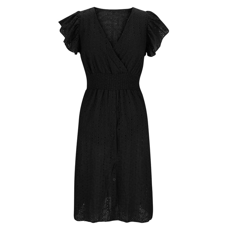 Zpanxa Women's Lace V Neck Dress Sleeveless Summer Evening Dress Sheer  Cover Up for Party - Walmart.com