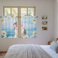 thumbnail image 3 of Blue Easter Bunny Kitchen Curtain for Berdoom Living Room Cafe 54 Inch Length, Spring Daisy Modern Ombre Striped Tiers Curtains Light Filtering Drapes Rod Pocket Window Treatment 2 Panels 52"Wx54"L, 3 of 8