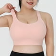 thumbnail image 2 of Women's T-Shirt Bra Strap Plus Size Sports Underwear Pullover Bra Shockproof Yoga Bralettes Bra V-Neck Seamless Bra Feature Hook and Eye Closure Bralette Bra Style Y-557 , Pink-a 4XL, 2 of 8