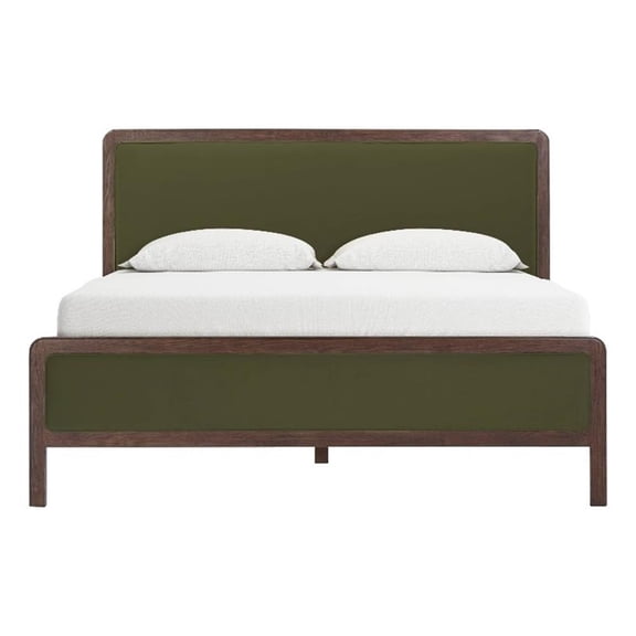 Pemberly Row Forest Green Velvet Queen Bed - 64.3"W x 85.1"D x 47.2"H