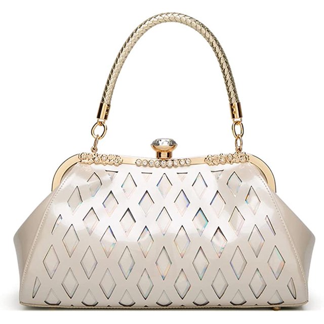 LinYooLis Sac à Main Rétro à Poignée Supérieure pour Femmes Sac à Bandoulière avec Serrure de Baiser Sac de Soirée pour Fête Portefeuille avec Sangle Réglable