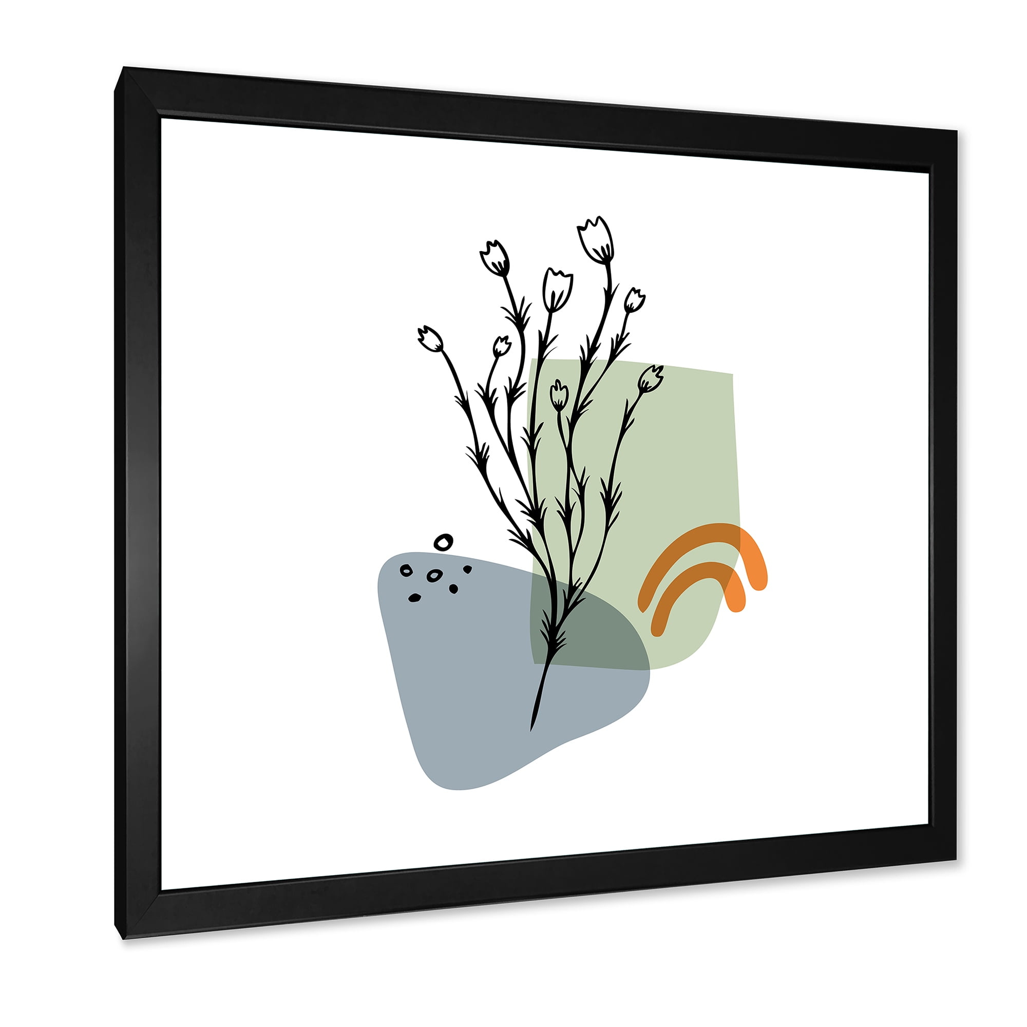 Designart 'Abstract Minimal Shapes Under Flowers II' Modern Framed Art Print