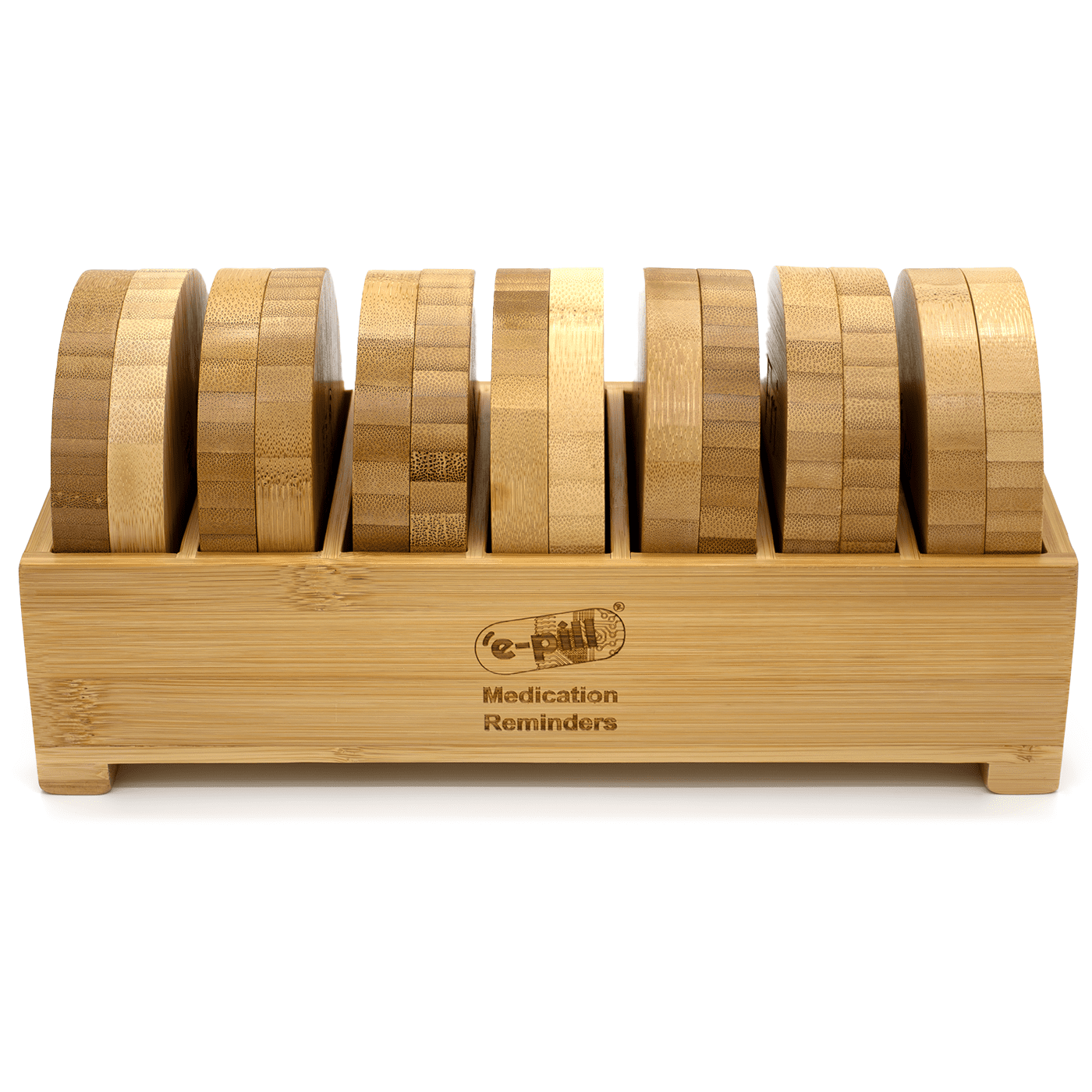 e-pill Bamboo Weekly Pill Organizer, 7 Day Pill Box for Tablets, Vitamins or Supplements