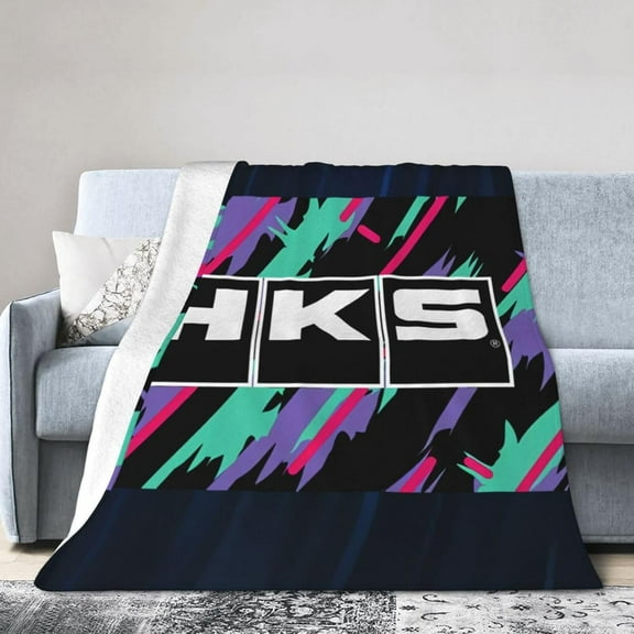 Hks Japanese Aftermarked Car Parts Fleece Blanket, Very Soft Microfiber Flannel Blanket for Couch Warm and Cozy for All Seasons