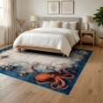 thumbnail image 3 of ODIKA 6'x9' Washable Area Rug Non-Slip, Chair-Friendly, Cartoon Pirate Octopus Nautical Map Compass Vintage Abstract for Dining Room, Under Table, Office Décor, 3 of 7