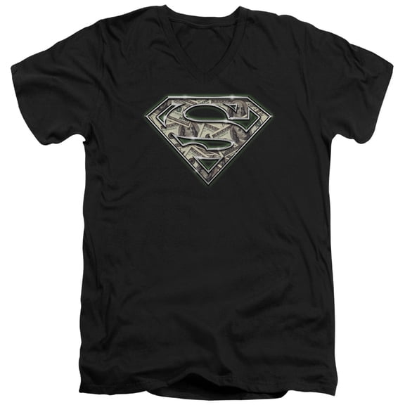 Superman All About The Benjamins Adult V-Neck T-Shirt Black