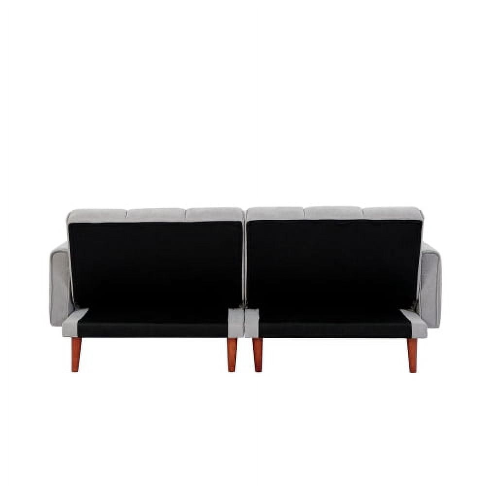 Leumius Convertible Futon Sofa Bed, Modern Linen Fabric Adjustable Couch Sleeper Sofa, Gray