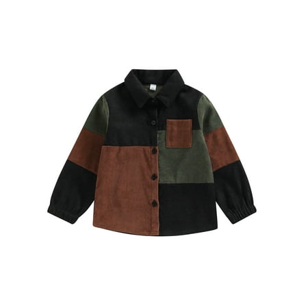 

Canrulo Toddler Baby Boys Corduroy Jacket Long Sleeve Button Down Shirt Casual Fall Coat Outwear Black Brown 3-4 Years